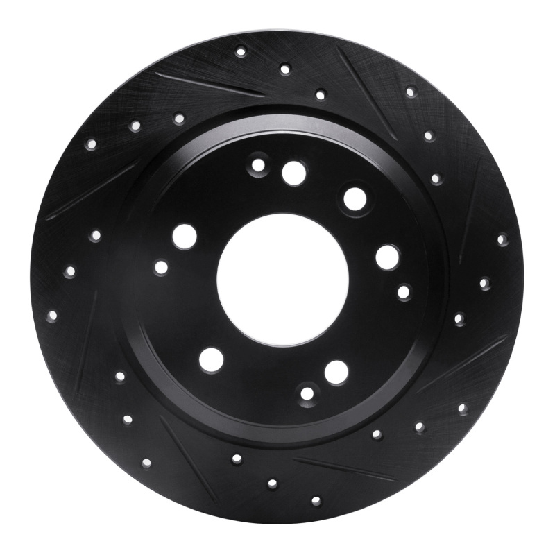 Acura RL Brake Rotor (1) - Rear Right - R1 Concepts - Drilled & Slotted - Black - `99-`01